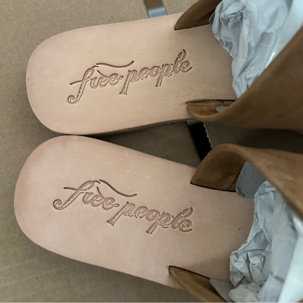 NWT Free People Rio Vista Suede Flats Slide Sandals - Picture 4 of 9